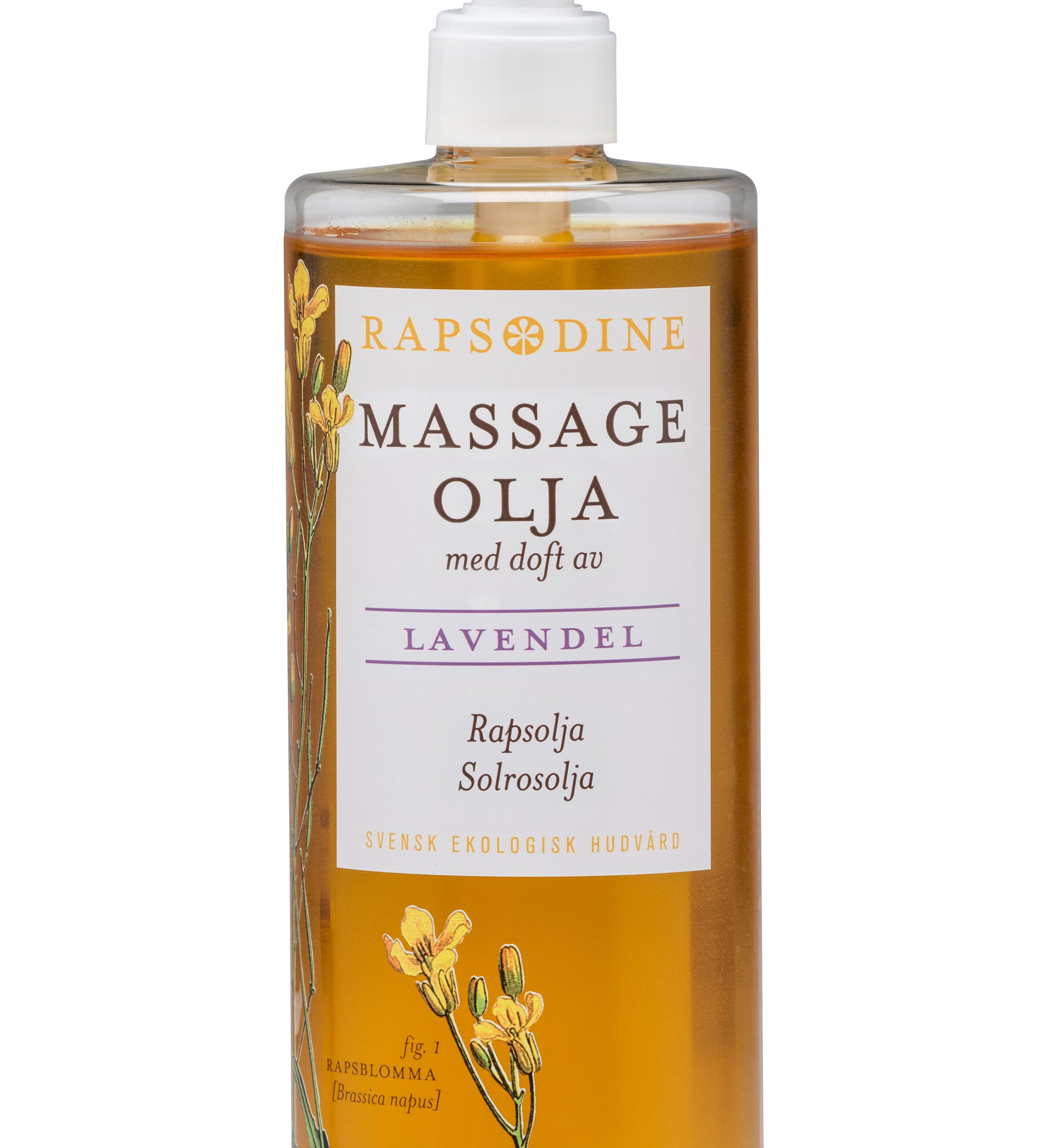 Svensk, vegansk och ekologisk massageolja, 500 ml från Rapsodine