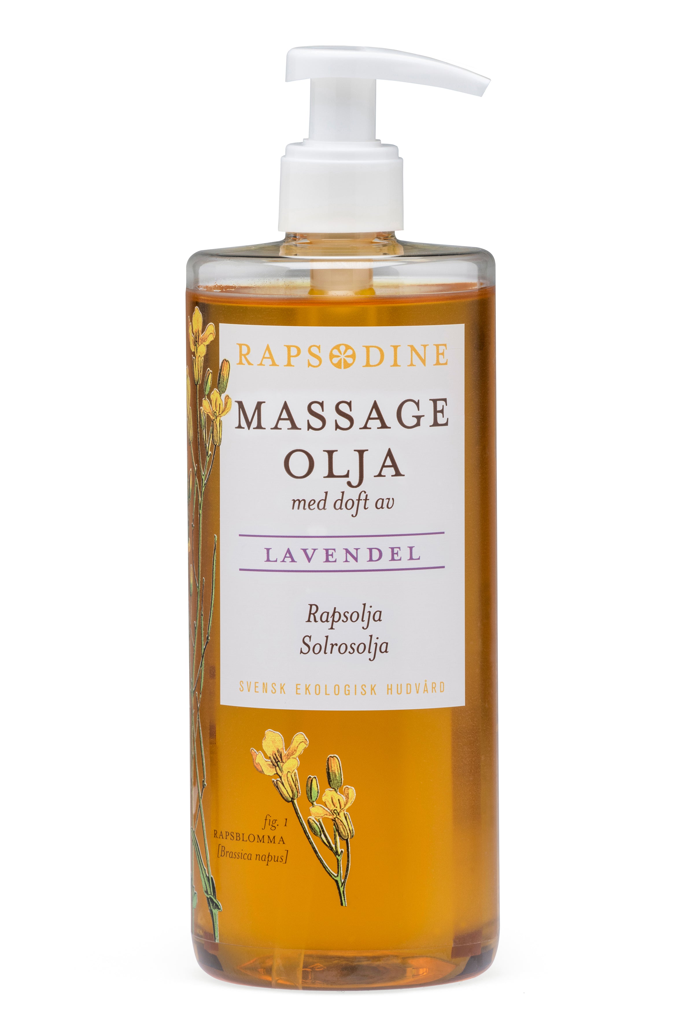Svensk, vegansk och ekologisk massageolja, 500 ml från Rapsodine